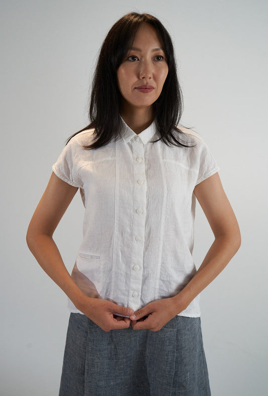 100% Linen shirt with buttons  - White